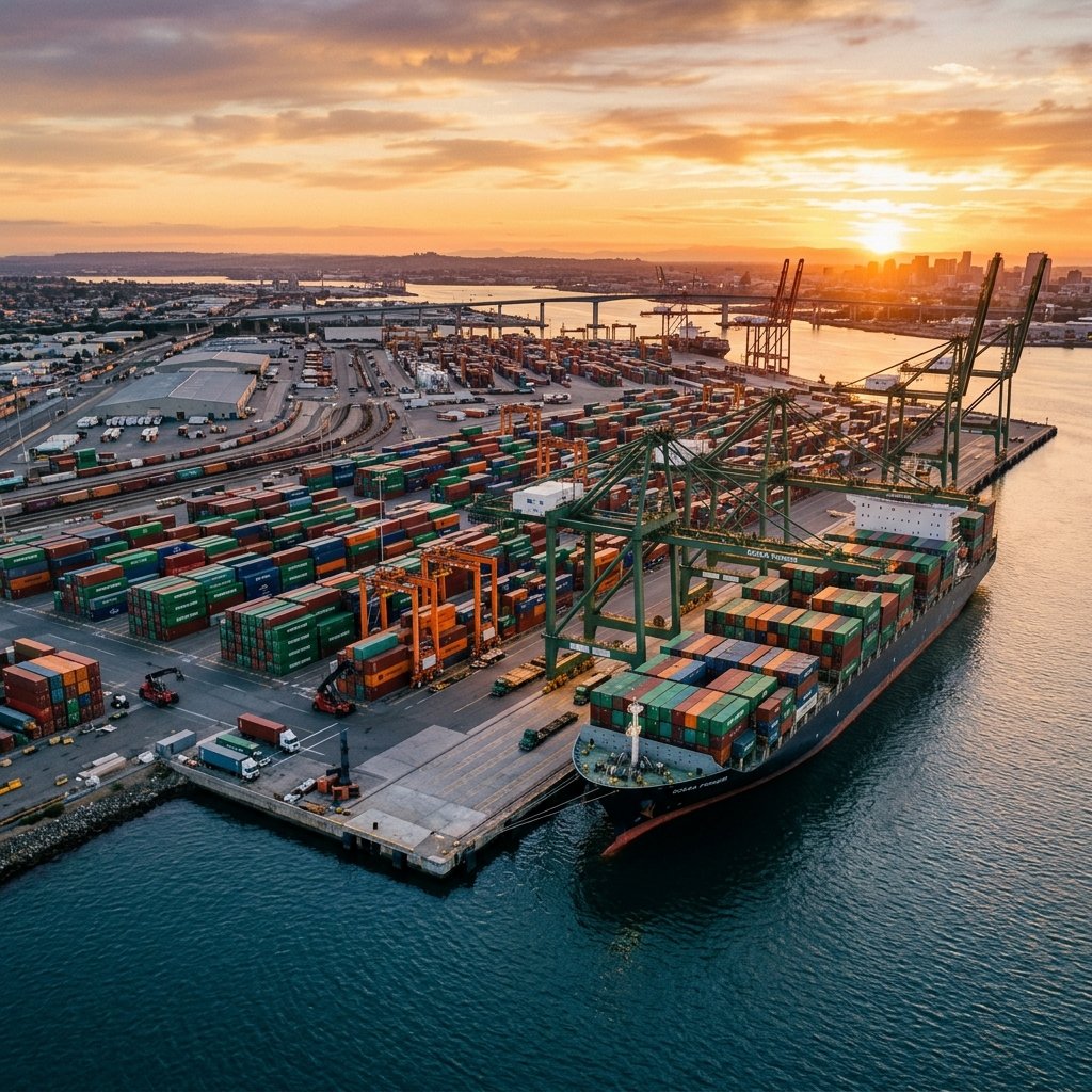 Warehouse logistics terminal showing export readiness